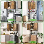 Over The Toilet Storage Cabinet - 2-Door Bathroom Organizer Shelf, Freestanding Space-Saver Toilet Rack with Privacy Protection, Water-Resistant Above Toilet Storage Cabinet for Small Bathrooms(Brown) - Image 6