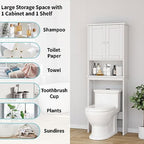 Shintenchi Over the Toilet Storage Cabinet, Bathroom Shelf Organizer with Anti-Tip Device Small Freestanding Space Saver with Adjustable Shelf，White - Image 4