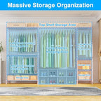 Ulif E10 Clothes Rack（With Stretchable Hanger Rod）Freestanding Clothing Racks for Hanging Clothes，Adjustable Closet Organizer System，Portable Garment Rack 73-97"W x 15" D x 72" H，Max Load 800LBS，Pink - Image 3