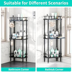 HapiRm Standing Corner Shower Caddy - 3 Tier Corner Shower Organizer with Soap Holder, Rustproof Stainless Steel Bathroom Shelf with 4 Hooks, Black - Image 5