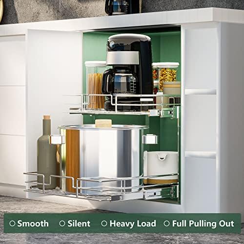 LOVMOR 2 Tier Individual Pull Out Cabinet Organizer 19½" W x 21½" D, Slide Out Kitchen Cabinet Storage Sliding Shelves - Image 2