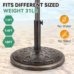 Patio Umbrella Stand - 31 lbs 18.9" Heavy Duty Outdoor Umbrella Base Stand, Market Umbrella Holder for Garden, Backyard, Pool, Beach, No Water or Sand Required, Round Bronze - Image 4