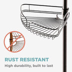Zenna Home Tension Pole Shower Caddy Corner Organizer, Adjustable Standing Shower Caddy with 4 Baskets and Built in Towel Bar, Rust Resistant Bathroom Tension Rod Organizer, 60 to 97 Inch, Bronze - Image 5