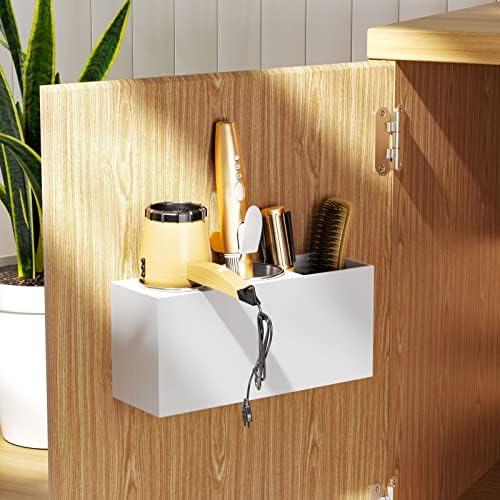 NIUBEE Hair Tool Organizer Wall Mount, Hair Dryer Holder for Bathroom,White - Image 2