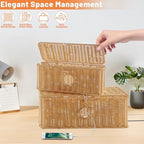 2 Pcs Handmade Cable Management Boxes Rattan Cable Organizer Large & Medium Cord Hider Organizer Boxes Power Strip Boxes Locked Cover with 2 Open Slots for Home and Workplace - Image 3