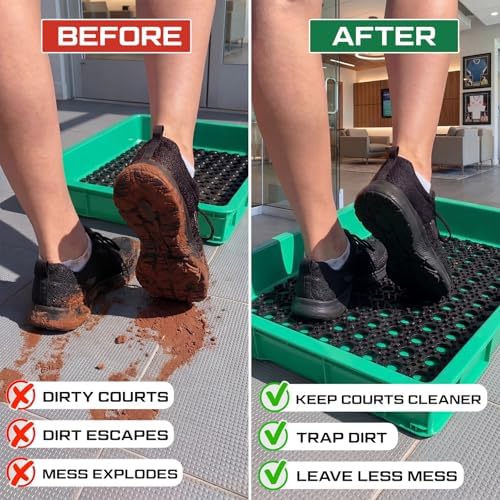 Cinnvoice Tennis Court Shoe Cleaning Tray with Brush Mat, Clay & Sand Removal for Courts, Sports Facilities, Entryway Boot Cleaner, 24 x 16.5 x 3.7 Inches - Image 5