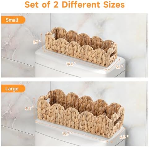 Scalloped Bathroom Basket Organizer, Toilet Paper Basket with Handles - Image 3