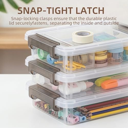 Citylife 3PC Storage Bins with Lids, Stackable Plastic Box, Paper Storage - Image 3