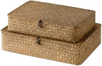 StorageWorks Wicker Basket with Lid, Large Seagrass Storage Basket with Lid by StorageWorks