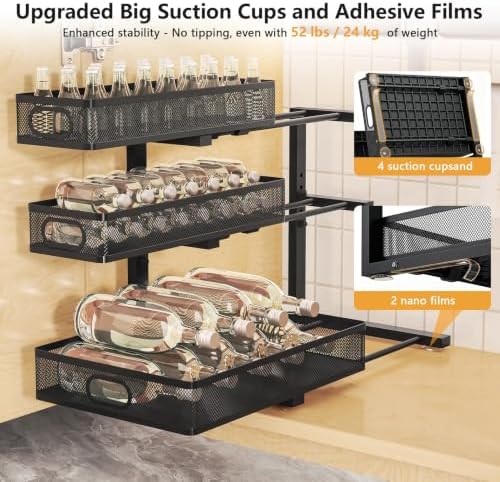 3-Tier Under Sink Organizer, Slide Out Drawer Rack, Black, 2 Pack - Image 6
