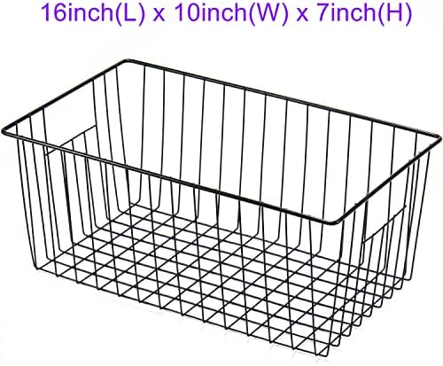 16inch Freezer Wire Storage Organizer Baskets for Upright Freezer 16, 17, 21 cu.ft, with Built-in Handles for Cabinet, Pantry,Black - Image 6