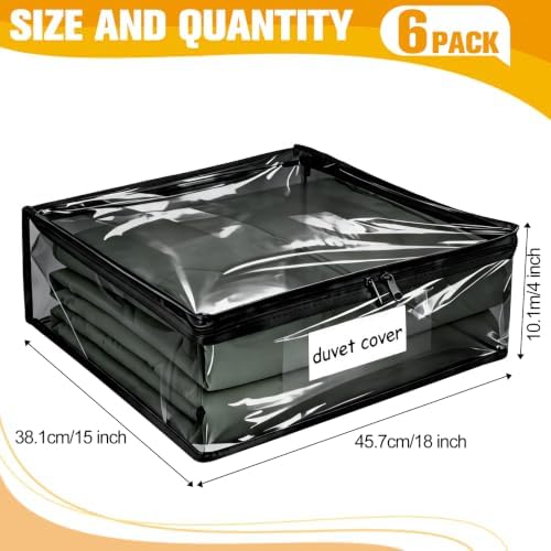 Plastic Storage Bags with Easy-Glide Zipper, Pack of 6, Durable Clear Vinyl Zippered Storage Bags for Clothes Sweaters Comforters Blankets Sheets Bedding (18 x 15 x 4 Inch, Transparent Black) - Image 2