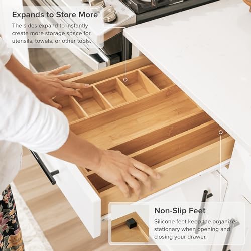 KitchenEdge Utensil & Junk Drawer Organizer, 10.5-19 in, Bamboo - Image 6