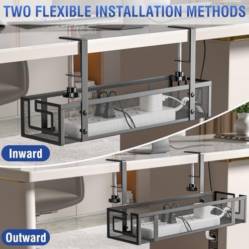 Cable Management, 15.75" Under Desk Cable Management Tray No Drill - Image 7