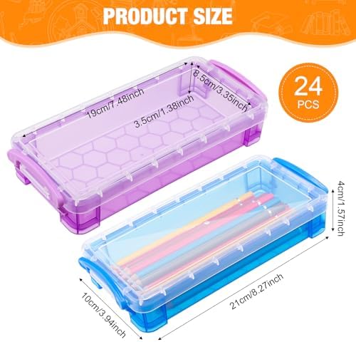 Gueevin 24 Pcs Pencil Box Clear Plastic Pencil Case, Fresh Color - Image 2