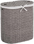 Seville Classics Premium Handwoven Portable Laundry Bin Basket with Carrying Handles, Household Storage for Clothes, Linens, Sheets, Gray, Oval Hamper by Unknown