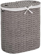 Seville Classics Premium Handwoven Portable Laundry Bin Basket with Carrying Handles, Household Storage for Clothes, Linens, Sheets, Gray, Oval Hamper by Unknown