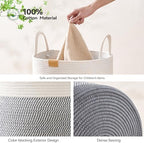 Nunsino Laundry Hamper 75L,Large Laundry Basket for Clothes,Decorative Storage Basket for Blankets,Cotton Rope Woven basket for bedroom,Grey White - Image 5
