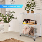 Whitmor 3 Tier Storage Shelves, Heavy Duty with Wheels, 200 lbs Capacity per Shelf, Max 600 lbs Total, Adjustable Shelving Unit for Garage, Kitchen, Bathroom, 24" L x 14" W x 30.5" H, Chrome - Image 2