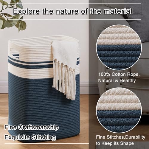OIAHOMY Laundry Hamper Collapsible Laundry Basket Clothes Organizer Blue - Image 5