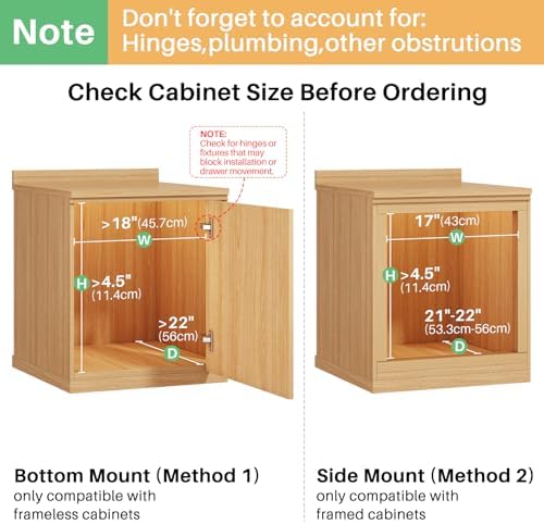 Pull Out Cabinet Organizer, Soft Close Wooden Slide Out Drawers for Pots and Pans, Full-extension Roll Out Shelves for Kitchen Cabinets, Pantry Organization, Bottom & Side Mount(17"W X 21"D x 3.4''H) - Image 3