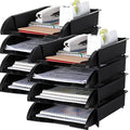 Fainne 8 Pcs Stackable Paper Trays Organizer Letter Tray for Desk, Black by Fainne