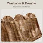 HBlife Baby Diaper Caddy Organizer, Large Portable Scalloped Plastic Wicker Woven Basket with Divider, Nursery Diaper Station, Baby Shower Gifts Basket, Car Organizer, Washable Waterproof - Image 7