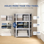 SAILUN 410QT/102Gal Stackable Storage Bins with a Lid, Collapsible Storage Bins with Doors, Folding Cabinet for Home Closet Organization,3 Pack-28 W x 18" D x 47" H White - Image 5
