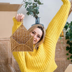 Gerrii Wicker Key Holder for Wall Rattan Mail Shape Holder with 5 Hooks - Image 6
