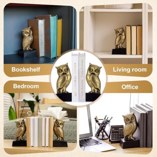 Epakh 2 Pcs Owl Bookends Decorative Book Ends for Shelves - Image 6