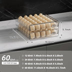 HIYOHIYO Clear 60 Grid Egg Organizer for Refrigerator with Drawers, 2-Tier - Image 2