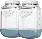 1.5 Gallon Large Glass Jar with Airtight Lid, Square, 2 Pack by Dwbligt