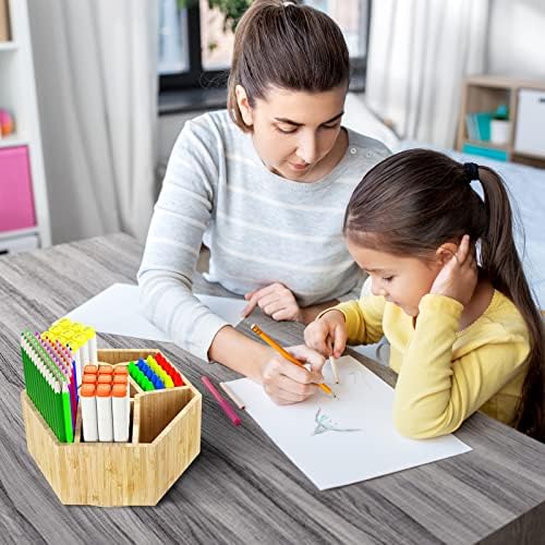 Bamboo Art Supply Organizer,Rotating Pencil Holder Back to School Supplies - Image 6