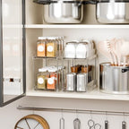 Yieach 4 Pack 2 Tier Vertical Spice Rack Pull Out,10.4'' Deep Narrow Slide Out Spice Rack Organizer for Inside Cabinets,Kitchen,Pantry,Cupboard Seasoning,Can,Jar Organizer and Medicine Cabinet Storage - Image 6