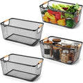 Ziliny 4 Pcs Mesh Wire Baskets for Organizing, Extra Large, Black by Ziliny