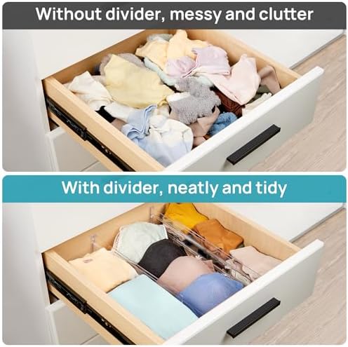 Vtopmart Drawer Dividers Organizers 8 Pack, Adjustable 3.2" High Expandable from 12.2-21.4" Kitchen Drawer Organizer, Clear Plastic Drawers Separators for Clothing, Installed by Double-sided Tape - Image 5