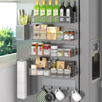 Magnetic Spice Rack for Refrigerator, 7 Pack 100% Metal Strong Magnet Shelves, Kitchen Spice Organizer W/ Hook Rack, Paper Towel Holder, Utensils Caddy, Home Laundry Room Storage Organization (Grey) by DTUQYX