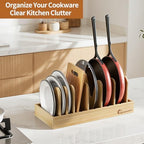 Housolution Bamboo Pot and Pan Lid Organizer Holder Storage Rack - Image 3