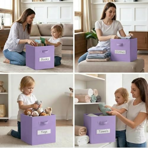 Storage Bins,11" Cube Storage Bin with Labels,10pcs,Purple - Image 6
