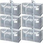 TICONN 6 Pack Extra Large Moving Bags Heavy Duty with Zippers & Carrying Handles, Durable Storage Bags Moving Boxes for Closet Organizers and Storage (6 Pack, Light Grey) by TICONN