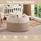 OIAHOMY 125L Extra Large Blanket Basket, Jumbo Cotton Laundry Basket Brown - Image 4