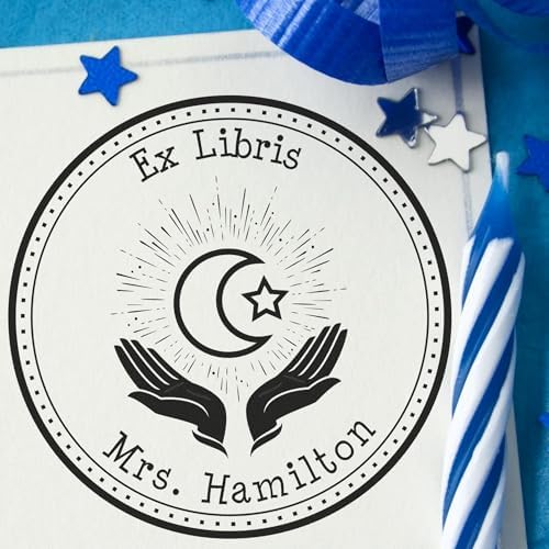 Custom Library Stamper - Personalized PSI Pre-Inked Praying Star and Crescent Home Library Stamp for Islamic Cultural Center Members - Ideal for Personalizing Books and Documents -, Long-Lasting Ink - Image 6