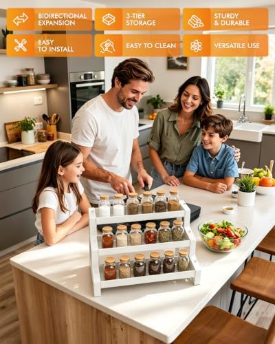Spice Rack Organizer for Cabinet 16"-29" Expandable Metal 3 Tier Spice Rack - Image 4