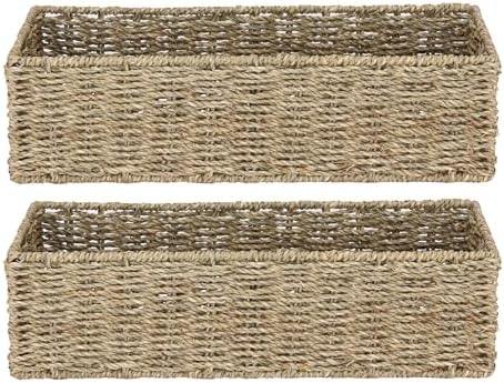 Seagrass Handwoven Storage Baskets, Toilet Tank Topper for Bathroom, 2Pack by WEAVELYRICS