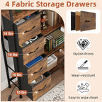 AFLUI 6-Tier Corner Bookshelf with LED and 4 Fabric Drawers - Image 4