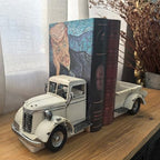 Decorative Book Ends Vintage Bookends: Metal Truck Book Stopper for Heavy Books - Farmhouse Decor for Shelf Table Coffee Bar Office Home - Gift for Adults Men Teen (Vintage White) - Image 2
