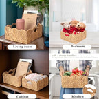 Scalloped Baskets (Natural-Set of 2) Basket Living Room Organizer, Water Hyacinth Baskets For Decor, Woven Basket for Bathroom, Bedroom, Laundr (2, Light Brown) - Image 6