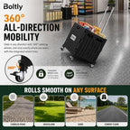 Folding Utility Cart Portable Rolling Crate Handcart Shopping Trolley Collapsible Tool Box, with Lid, Basket on 4 Rotating Wheels, for Grocery, Garden, Office, Storage, Teacher, Tool (Black) - Image 5
