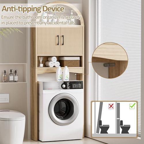 Spurgehom Arch Over The Toilet Storage Cabinet,Bathroom Organizer, Wood - Image 6