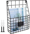 Storage Racks, Metal Wire Wall Mounted Magazine Holder, Wall Hanging Organizer holder for Files, Newspapers, Magazines with Tag Slot for Office, Home Organization, Black by WantuSee